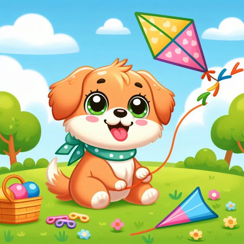 cheerful-dog-flying-a-kite-in-a-park