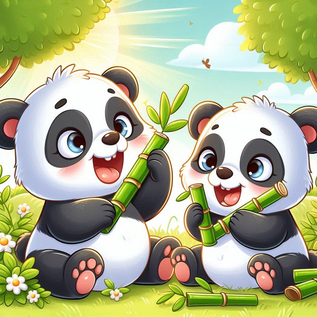 two-playful-pandas-eating-bamboo