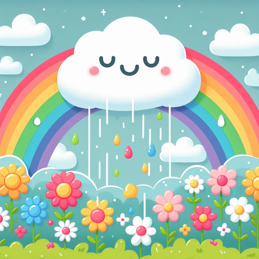 cloud-raining-down-on-a-field-of-colorful-flowers-and-creating-a-rainbow