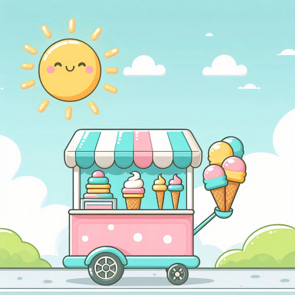 Play an Easy Online Jigsaw Puzzle of Cheerful Ice Cream Stand on a Sunny Day