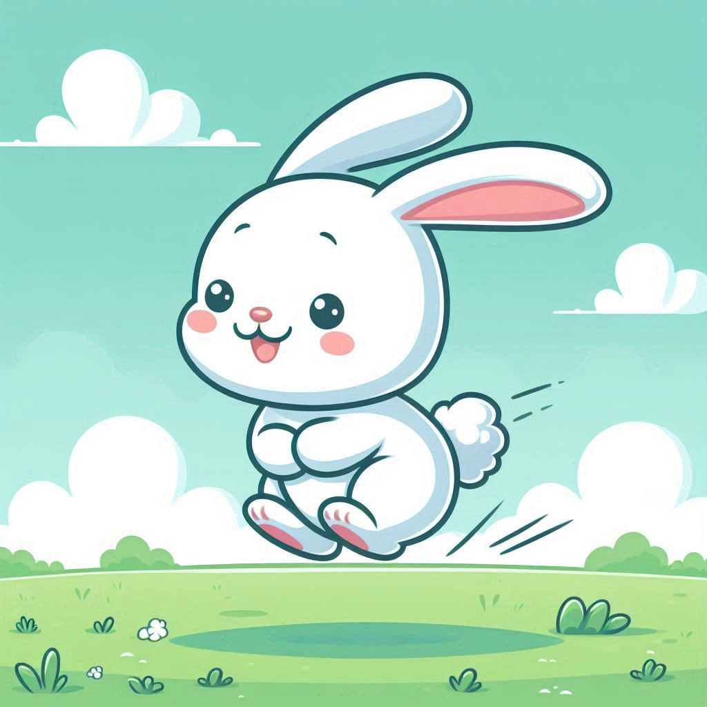 Play an Easy Online Jigsaw Puzzle of A Bouncing Bunny Hopping Around the Meadow