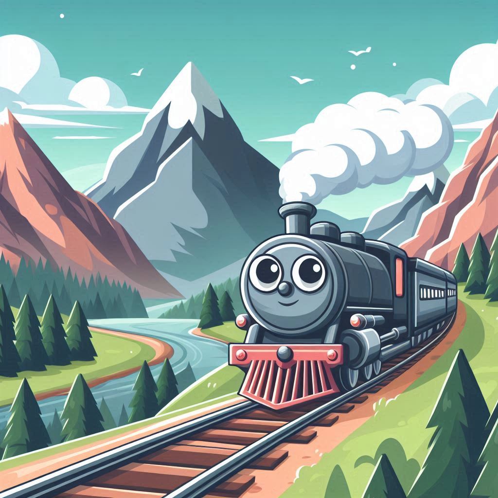 Play an Easy Online Jigsaw Puzzle of Mighty Train Racing Through the Mountains