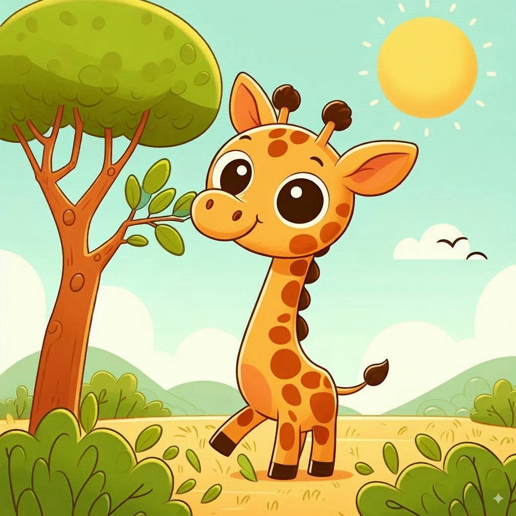 Play an Easy Online Jigsaw Puzzle of Cute Giraffe in the Sunny Savannah