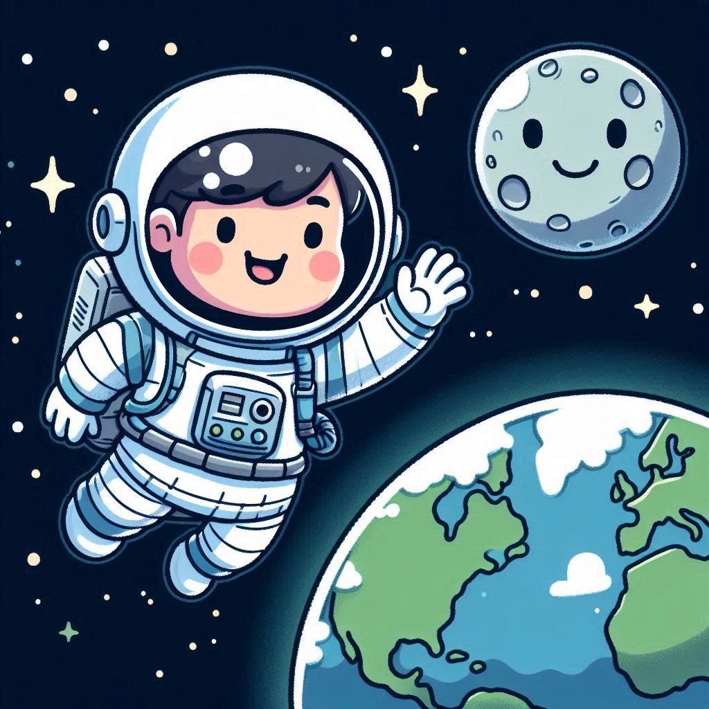 Play an Easy Online Jigsaw Puzzle of Happy Astronaut Floating in Space